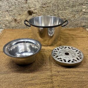 Silver-plate Ice Bucket with Inside Tray, & Matching Garnish Bowl - VINTAGE!
